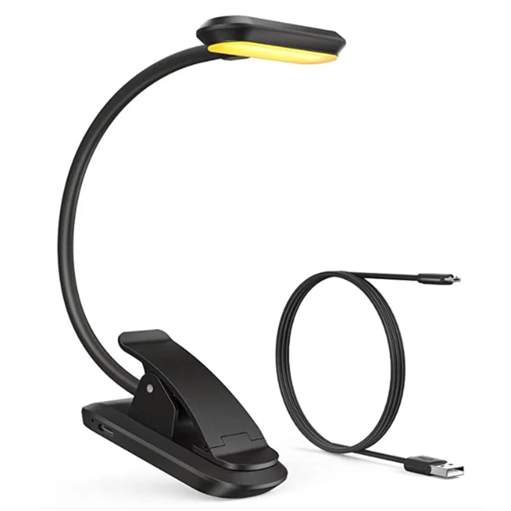 8034 Clip-on Reading Light 360 Degree Gooseneck Stepless Dimming Table Lamp - Black - 1