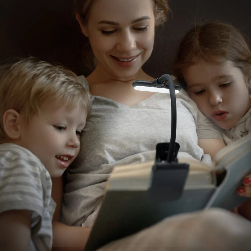 8034 Clip-on Reading Light 360 Degree Gooseneck Stepless Dimming Table Lamp - Black - 7