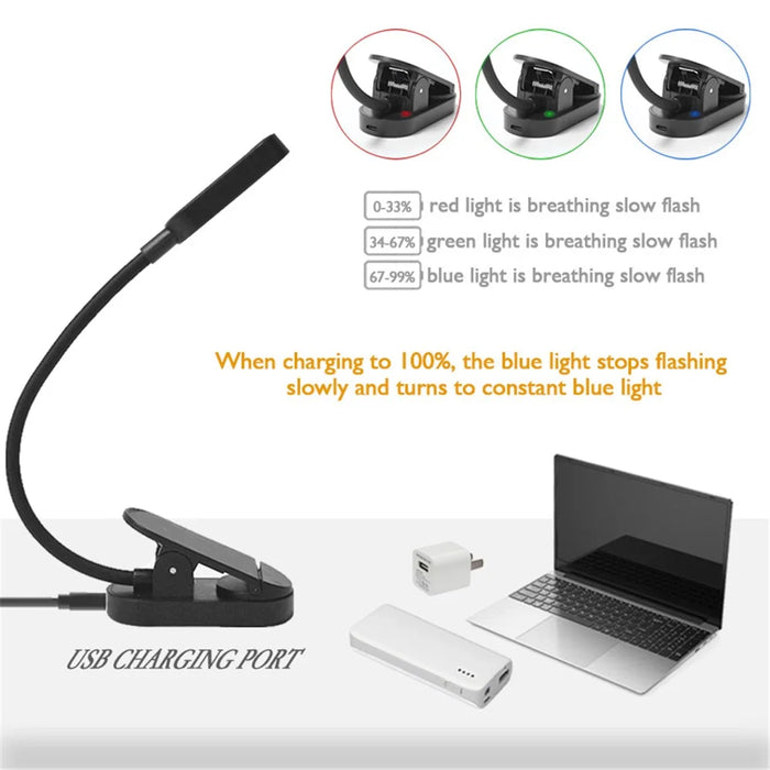 ST-8036 Rechargeable Clip-on LED Light 3 Color Temperature Dimmable ABS Reading Lamp - 4