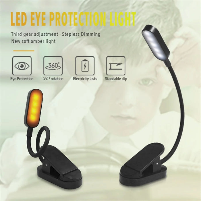 ST-8036 Rechargeable Clip-on LED Light 3 Color Temperature Dimmable ABS Reading Lamp - 6