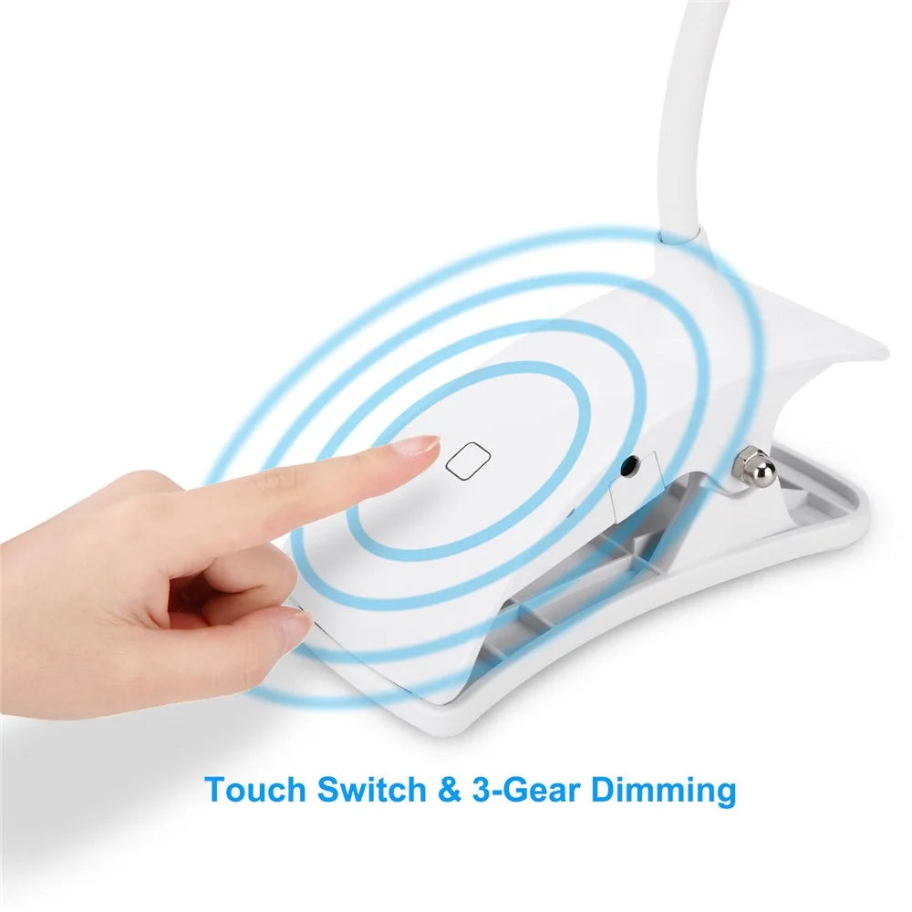 ST-8030 Clip-on Touch Control Reading LED Light Flexible Gooseneck Clamp Lamp with 3 Brightness Modes - 4