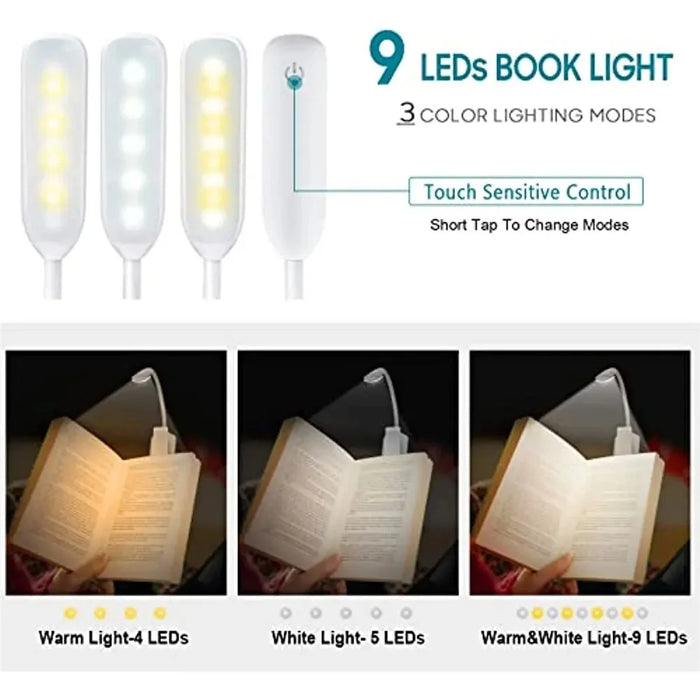 ST-8027 Adjustable Hose Clip-on LED Light 3 Color Temperature Rechargeable Lamp with Power Indicator - White - 2