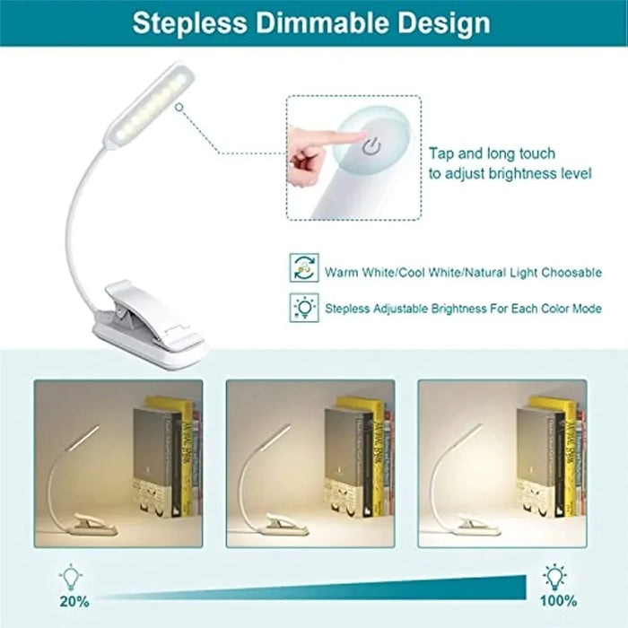 ST-8027 Adjustable Hose Clip-on LED Light 3 Color Temperature Rechargeable Lamp with Power Indicator - White - 3