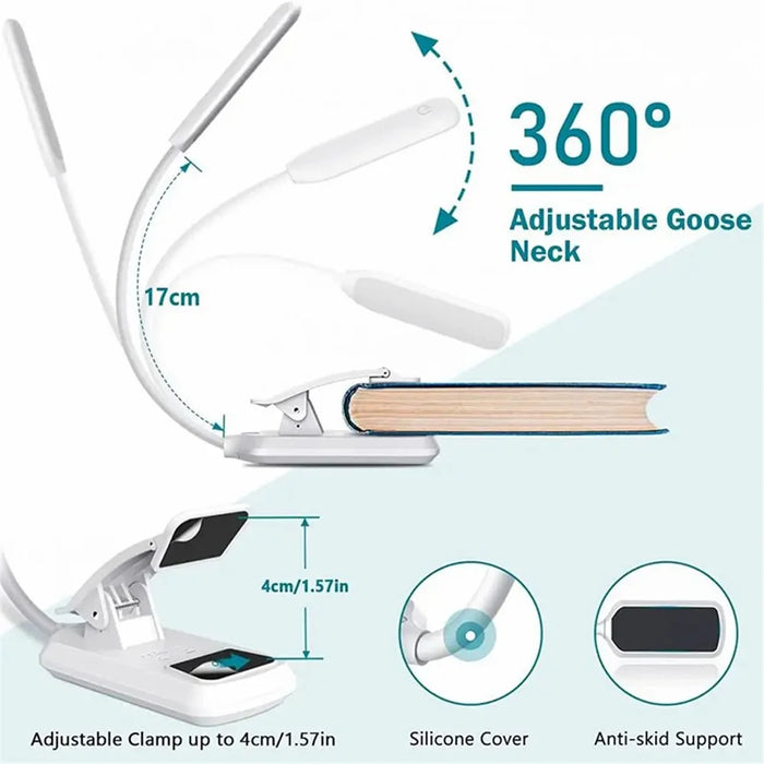 ST-8027 Adjustable Hose Clip-on LED Light 3 Color Temperature Rechargeable Lamp with Power Indicator - White - 6