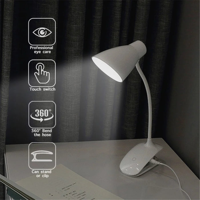 8013F Adjustable Hose Clip-on LED Table Light 3 Brightness USB Charging Reading Lamp - 5