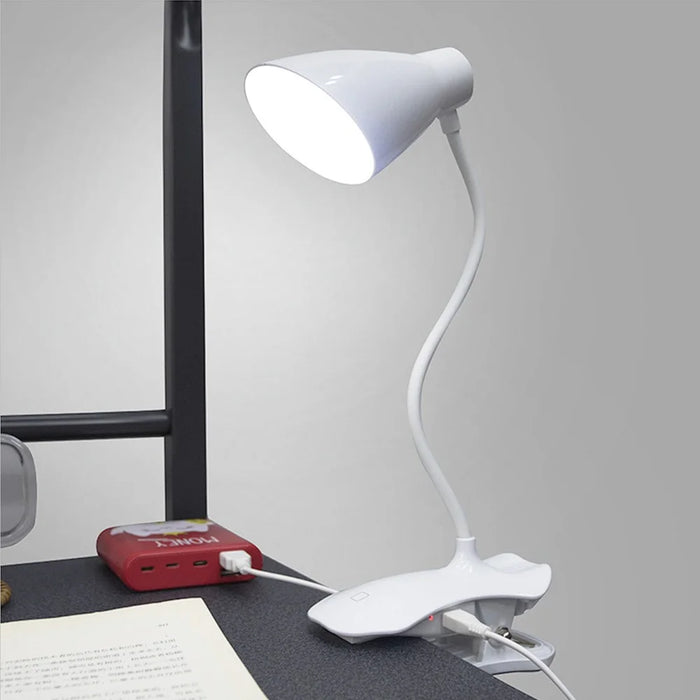 ST-8018F Flexible Hose Clip Base LED Table Light 3 Brightness USB Charging Student Reading Lamp - 4