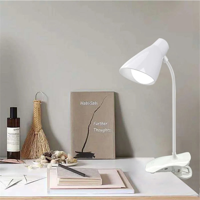 ST-8018F Flexible Hose Clip Base LED Table Light 3 Brightness USB Charging Student Reading Lamp - 5