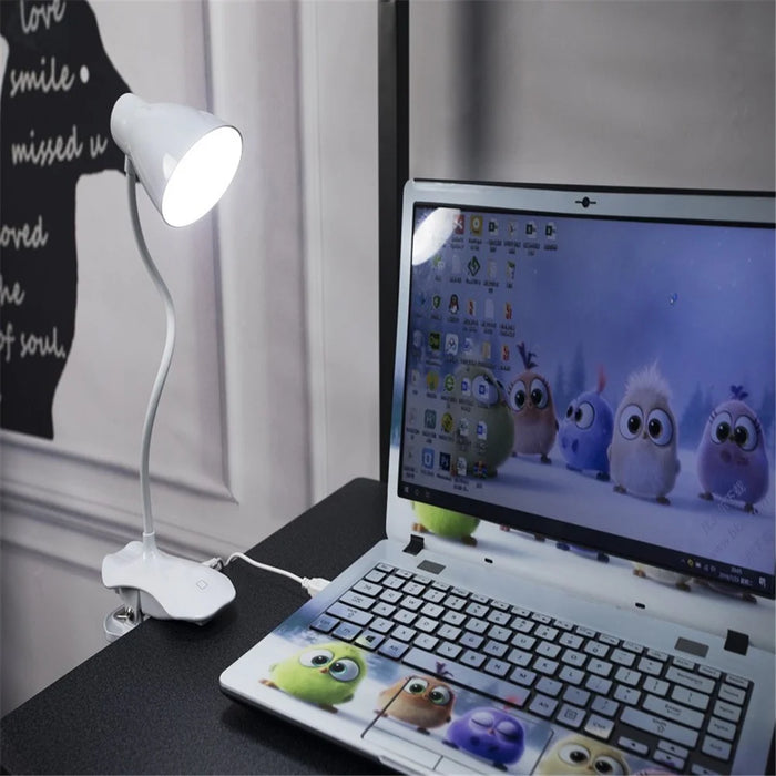 ST-8018F Flexible Hose Clip Base LED Table Light 3 Brightness USB Charging Student Reading Lamp - 7