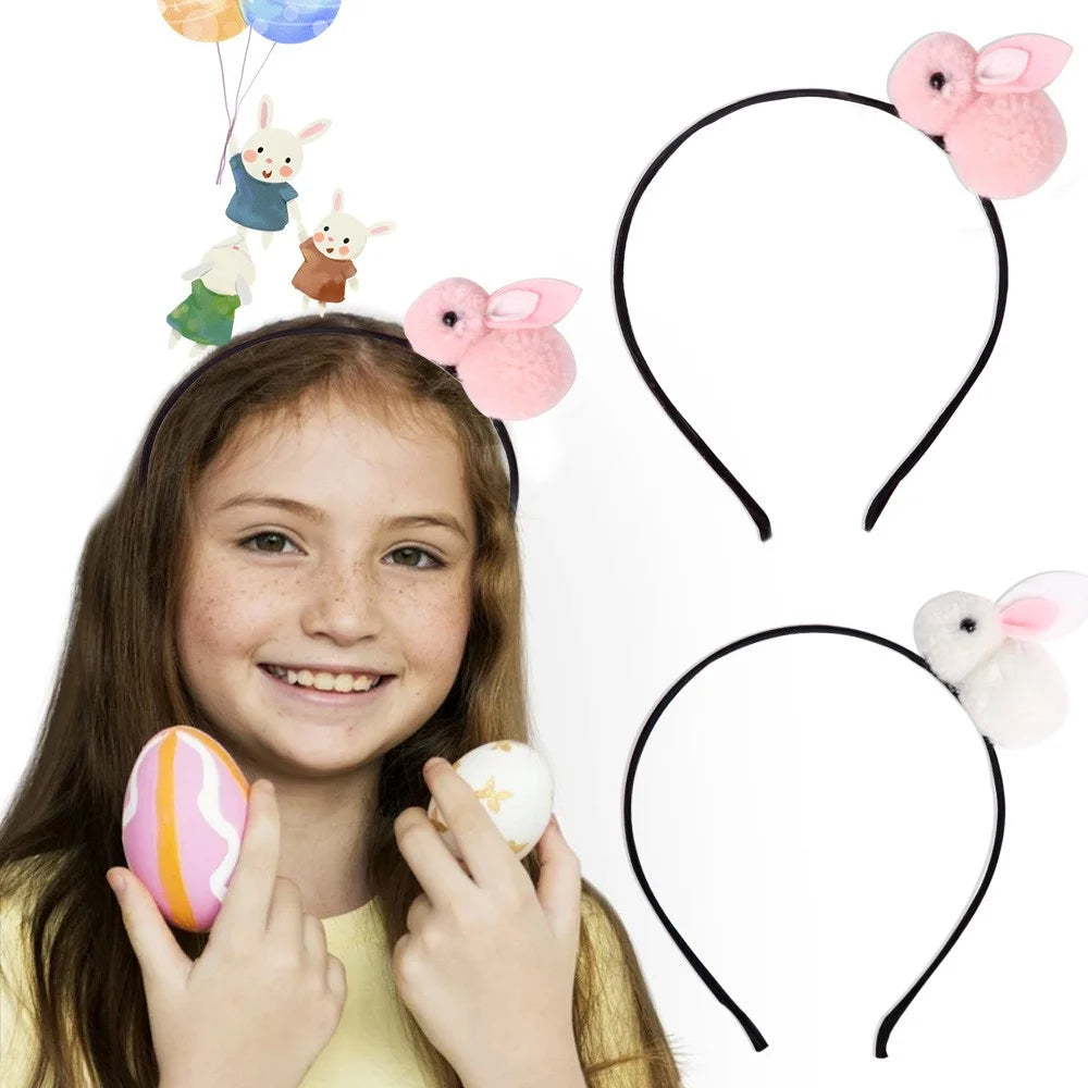 5Pcs Easter Bunny Headband for Kids Cute Plush Rabbit Hairband Children Hair Ornament - White - 2