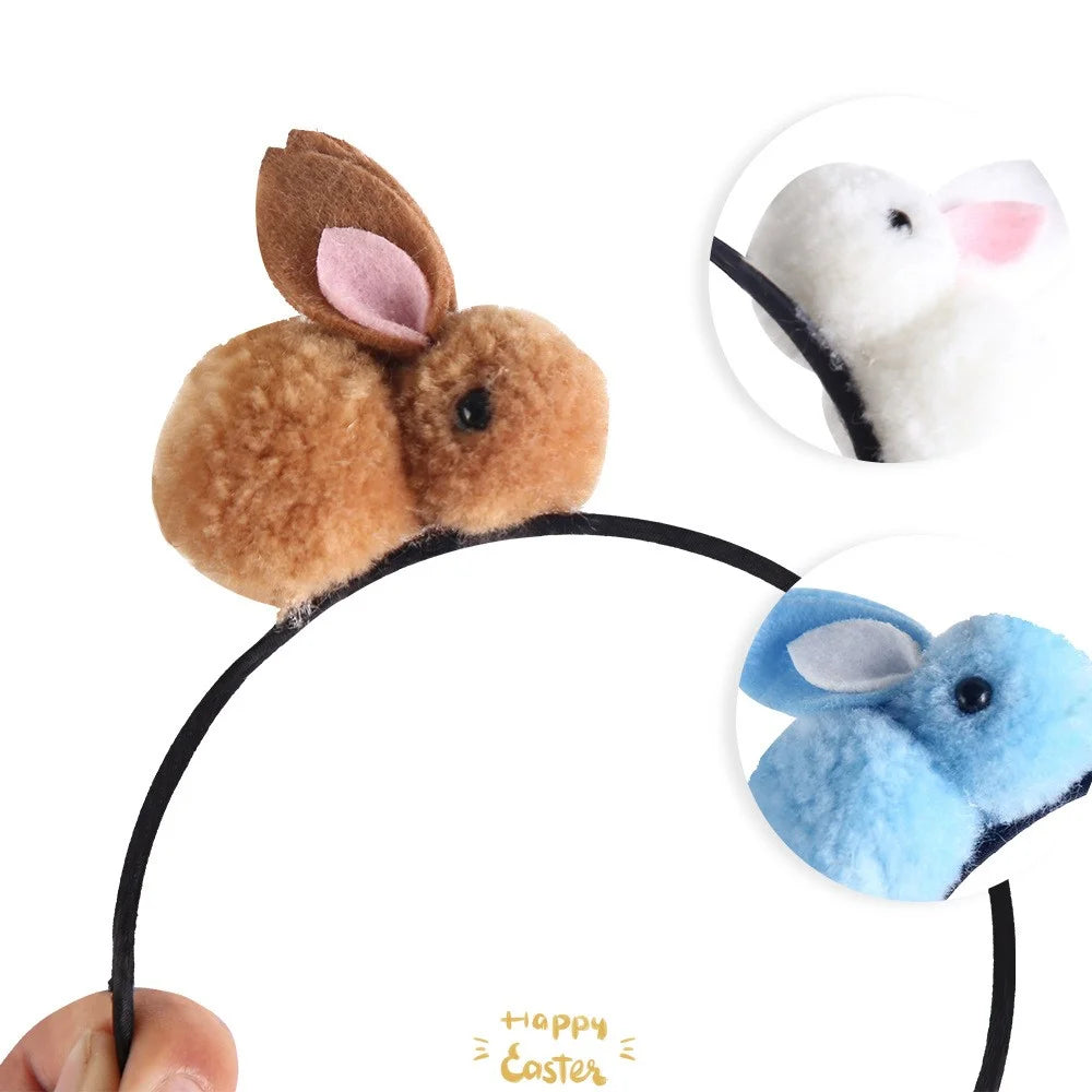 5Pcs Easter Bunny Headband for Kids Cute Plush Rabbit Hairband Children Hair Ornament - White - 4