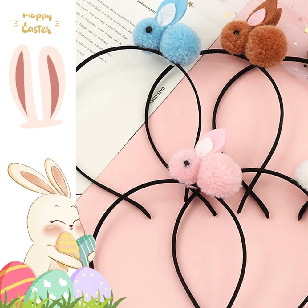 5Pcs Easter Bunny Headband for Kids Cute Plush Rabbit Hairband Children Hair Ornament - White - 5