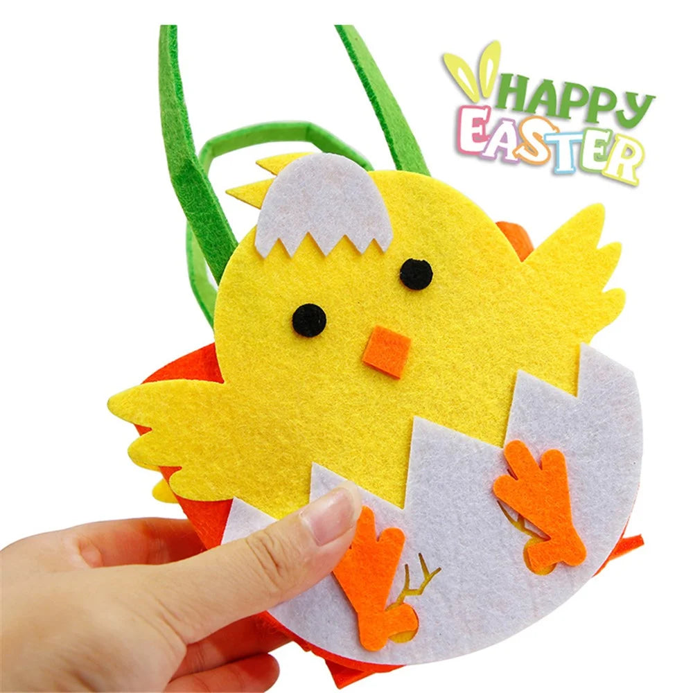 2Pcs Easter Basket Felt DIY Tote Candy Bag for Storing Easter Eggs Toys Gifts Festival Supplies - Hen - 3