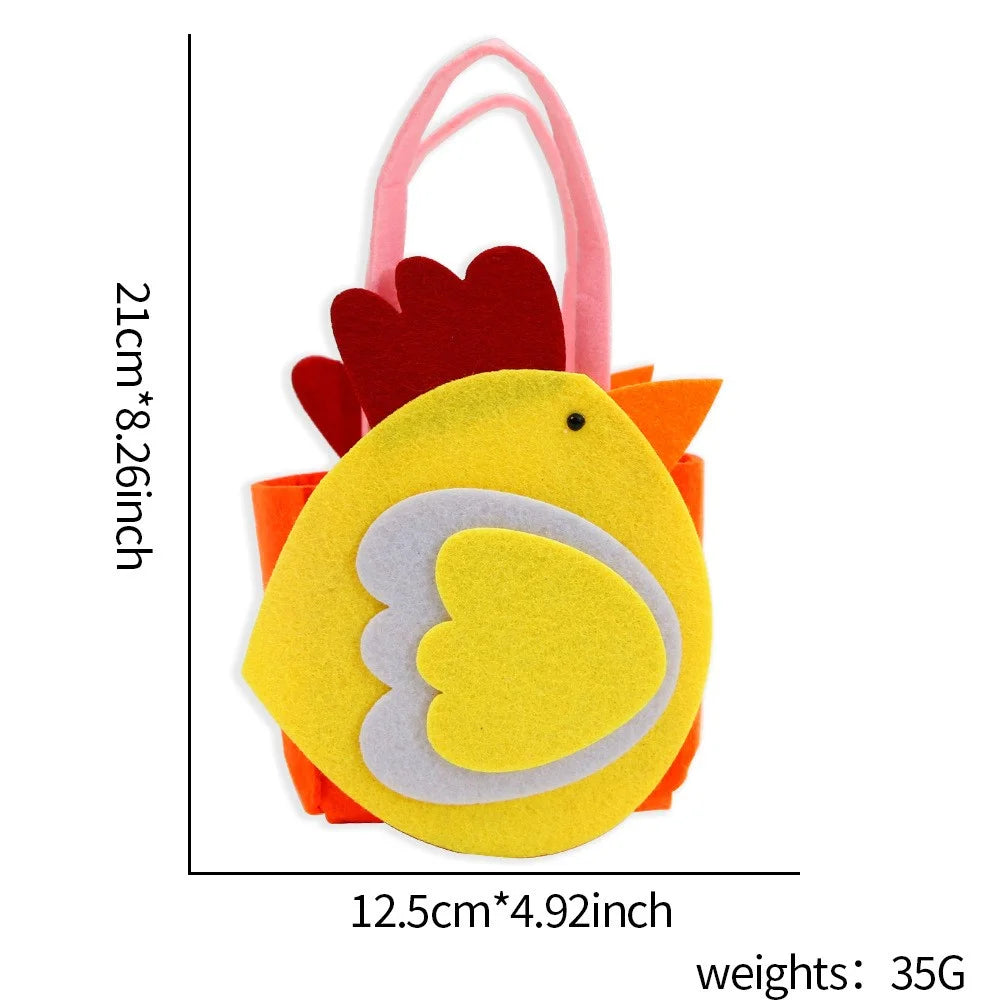 2Pcs Easter Basket Felt DIY Tote Candy Bag for Storing Easter Eggs Toys Gifts Festival Supplies - Hen - 7