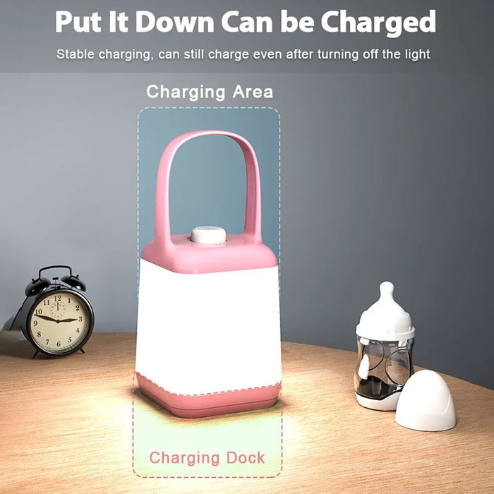 TB-10S Handheld Table Lamp 3 Color Temperature Dimmable Bedside Night Light - Pink - 5