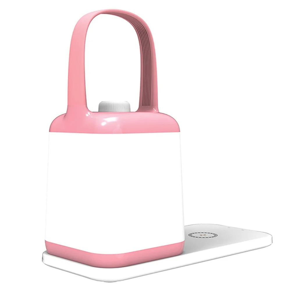 TB-10SW Portable Table Lamp with 5W Wireless Charging Function Dimmable Bedside Night Light - Pink - 1