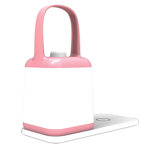 TB-10SW Portable Table Lamp with 5W Wireless Charging Function Dimmable Bedside Night Light - Pink - 1