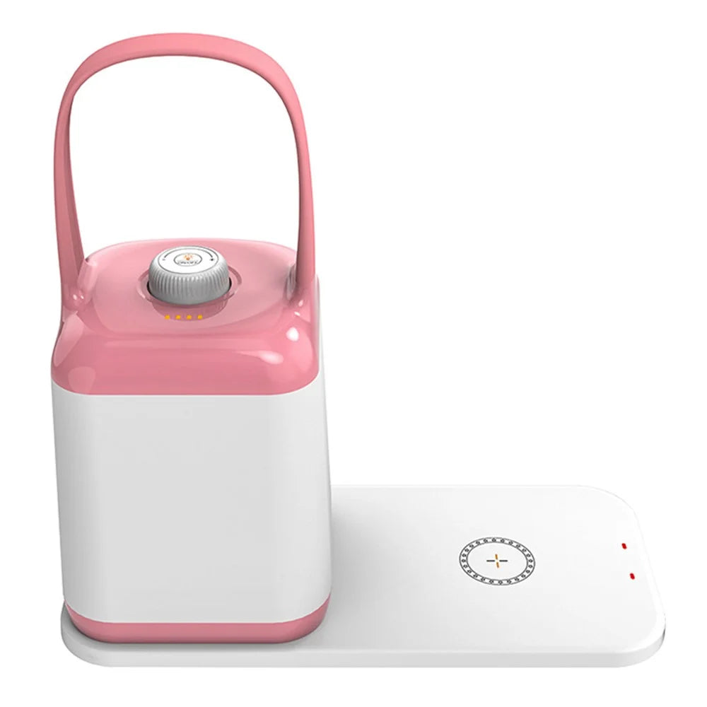 TB-10SW Portable Table Lamp with 5W Wireless Charging Function Dimmable Bedside Night Light - Pink - 2