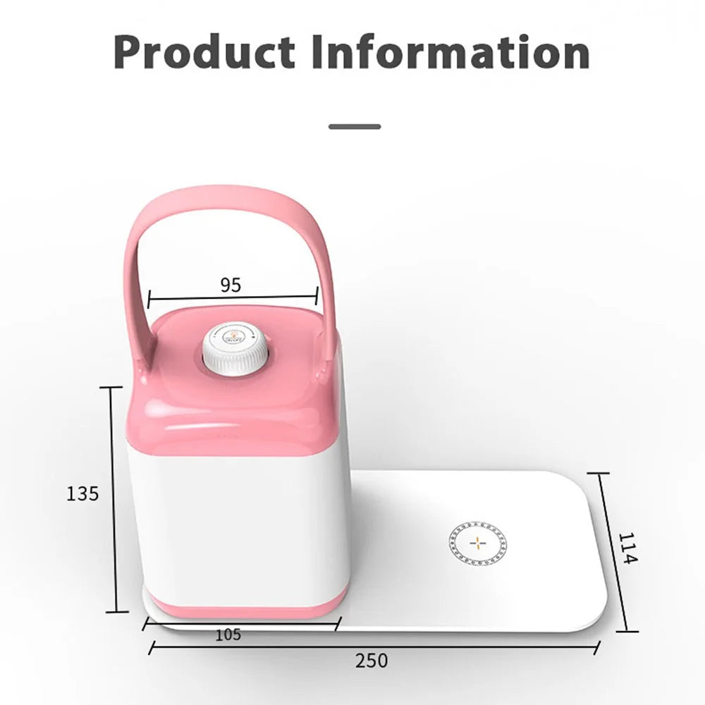 TB-10SW Portable Table Lamp with 5W Wireless Charging Function Dimmable Bedside Night Light - Pink - 7