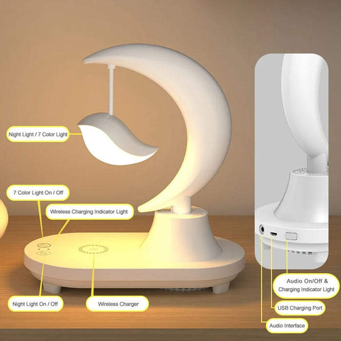 TB-22SLIWBT Bedroom 7-Color Night Light Bluetooth-compatible Speaker Ambient Light Support Wireless Charging Function - 7