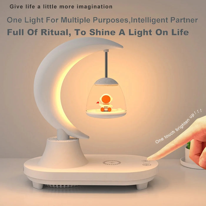 TB-22SULIWBT Astronaut Design 7-Color Ambient Light Stepless Dimming Night Lamp with Bluetooth-compatible Speaker, 15W Wireless Charging - 7