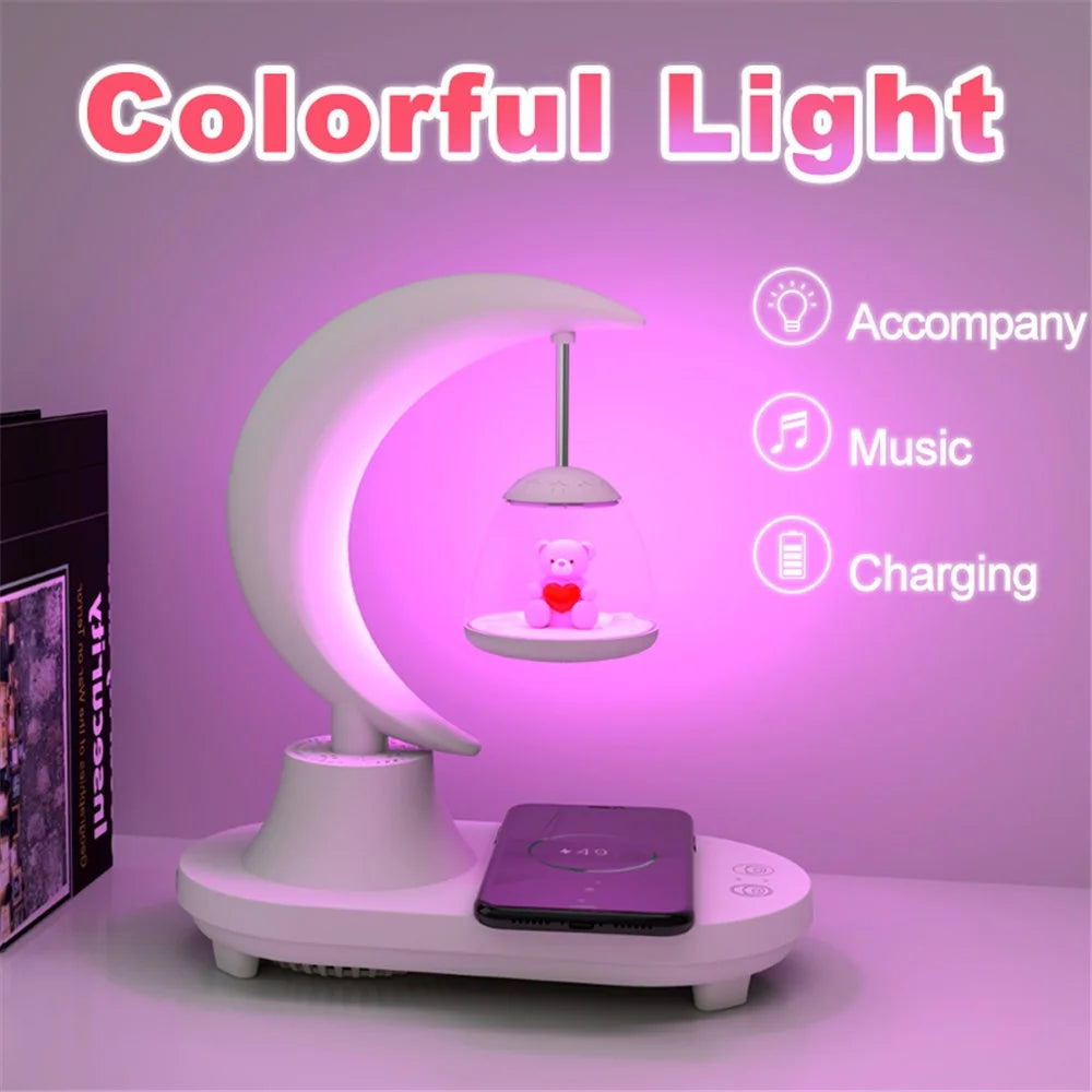 TB-22SFLIWBT Bluetooth-compatible Speaker Colorful Ambient Light Cute Bear Style Table Lamp with Wireless 15W Charging - 4