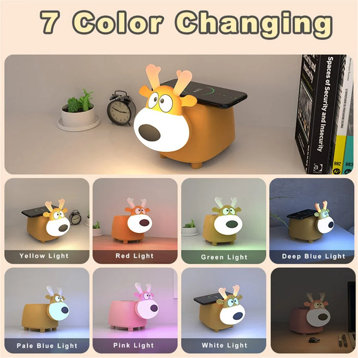 TB-102S Bluetooth-compatible Speaker Ambient Light Bedroom Bedside LED Night Light with 15W Wireless Charging - 3