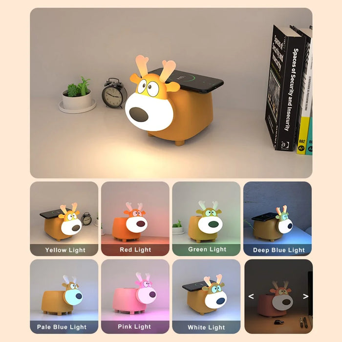 TB-102S Bluetooth-compatible Speaker Ambient Light Bedroom Bedside LED Night Light with 15W Wireless Charging - 6