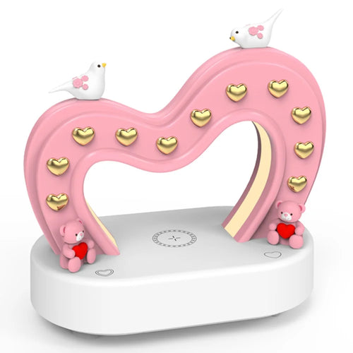 TB-109SW Heart Shape Bluetooth-compatible Speaker Table Lamp 5W Wireless Charging Night Light - 1