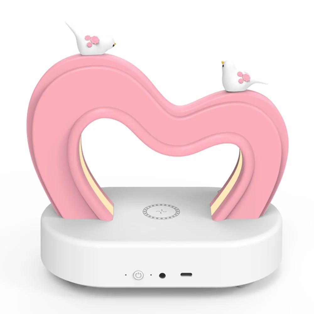 TB-109SW Heart Shape Bluetooth-compatible Speaker Table Lamp 5W Wireless Charging Night Light - 3
