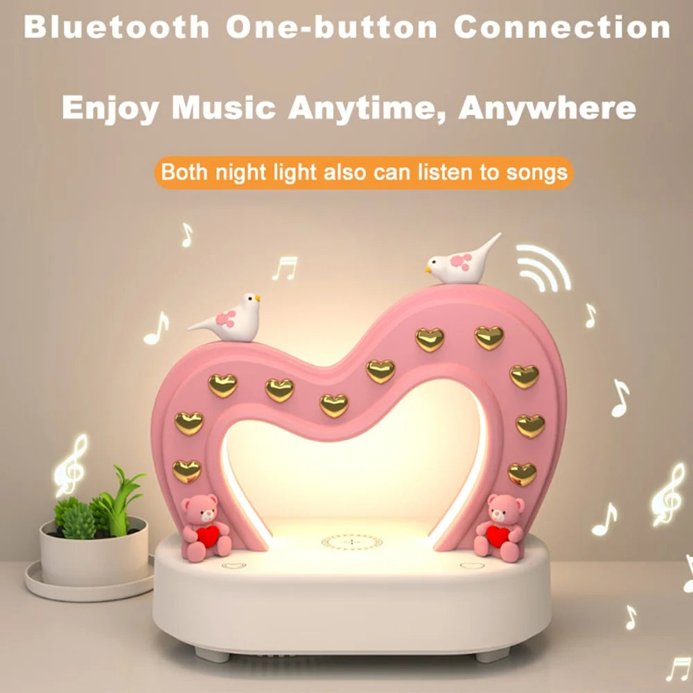 TB-109SW Heart Shape Bluetooth-compatible Speaker Table Lamp 5W Wireless Charging Night Light - 6
