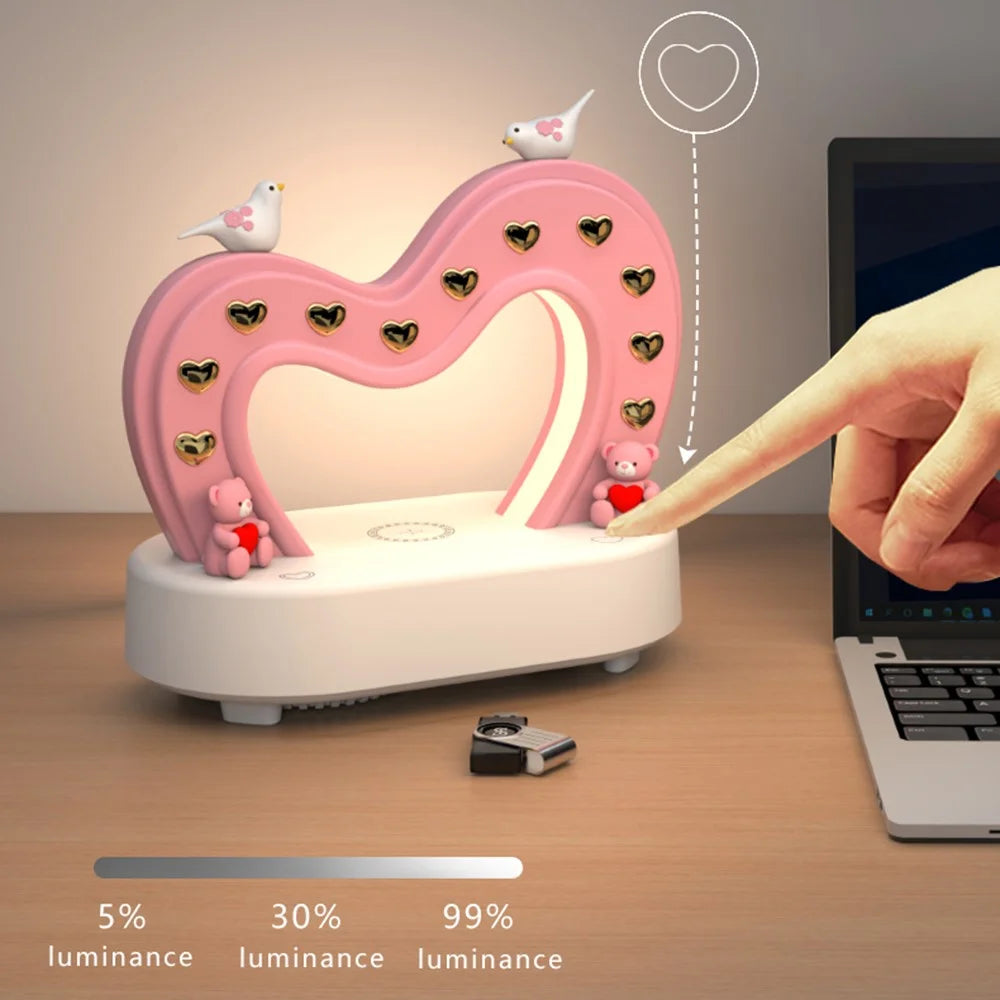 TB-109SW Heart Shape Bluetooth-compatible Speaker Table Lamp 5W Wireless Charging Night Light - 7