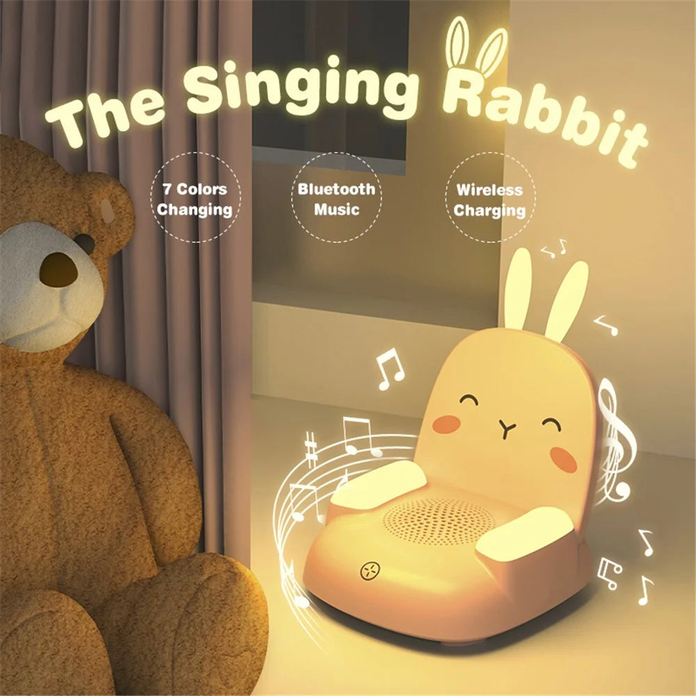 TB-99S Cute Rabbit Shape Night Light with Bluetooth-compatible Speaker Ambient Light 7 Color Table Lamp - White - 2