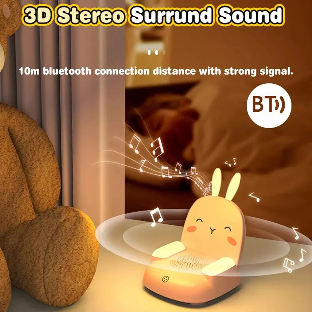 TB-99S Cute Rabbit Shape Night Light with Bluetooth-compatible Speaker Ambient Light 7 Color Table Lamp - White - 3