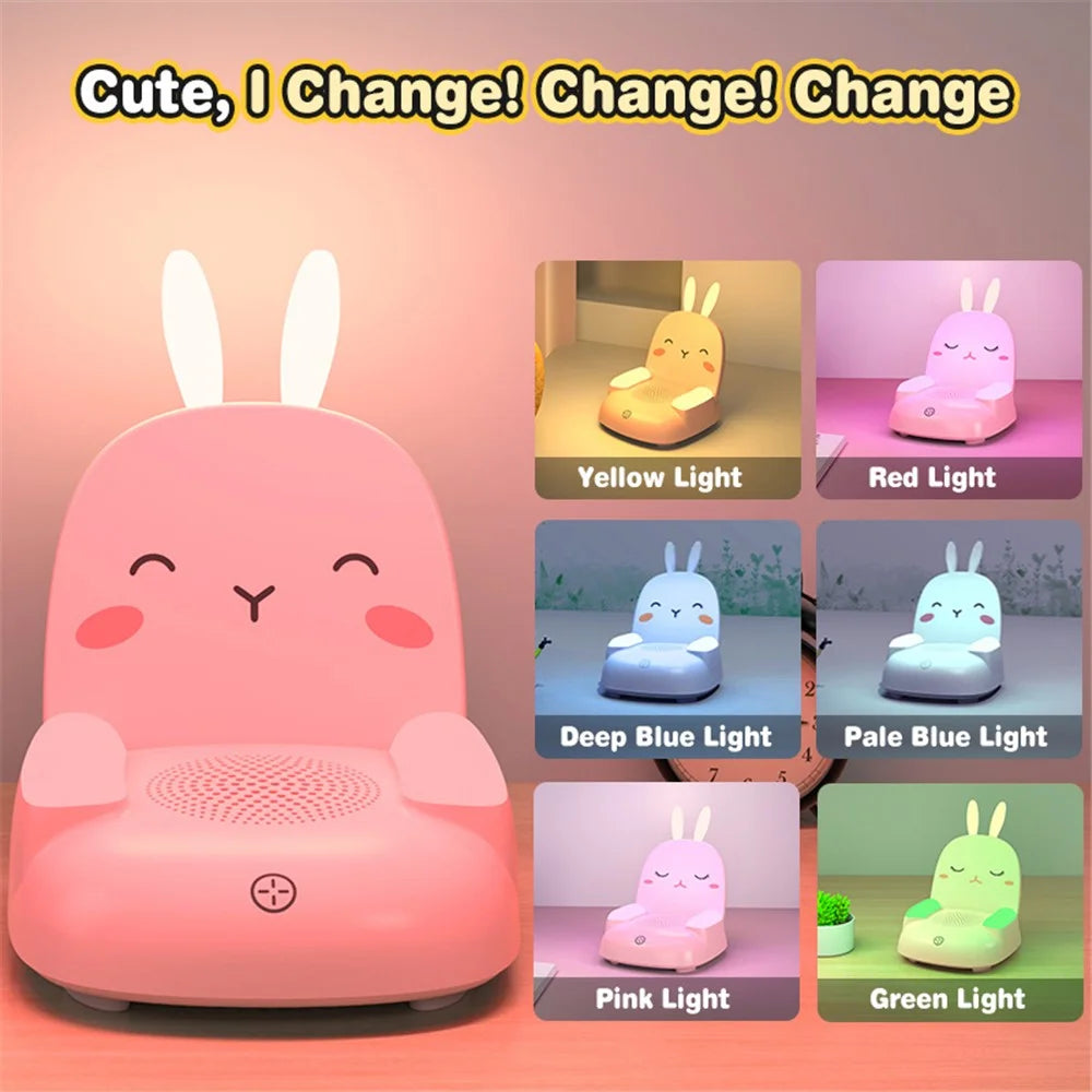 TB-99S Cute Rabbit Shape Night Light with Bluetooth-compatible Speaker Ambient Light 7 Color Table Lamp - White - 4