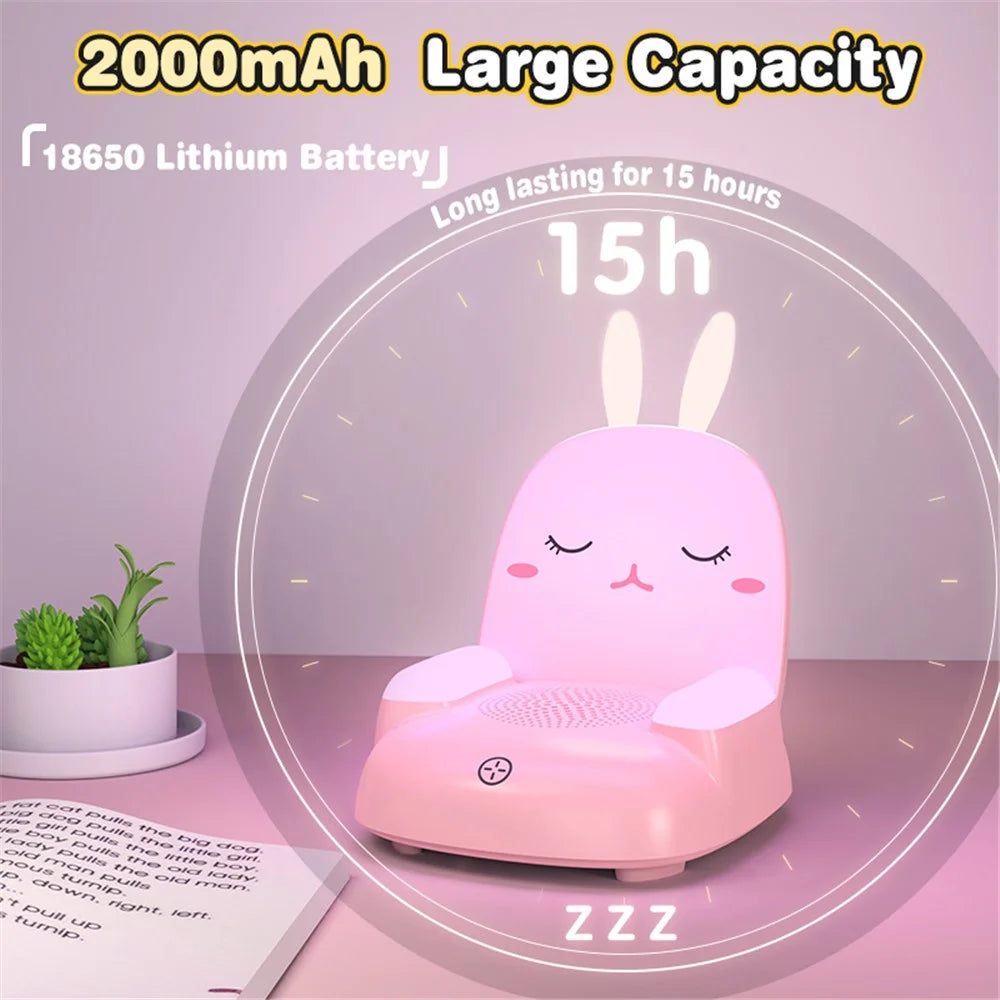 TB-99S Cute Rabbit Shape Night Light with Bluetooth-compatible Speaker Ambient Light 7 Color Table Lamp - White - 5
