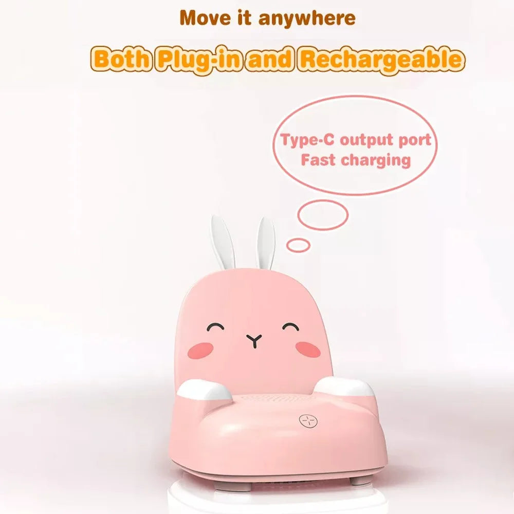 TB-99SLIWBT Rabbit Design 7 Color Ambient Light Bluetooth-compatible Speaker Night Light Table Lamp with 15W Wireless Charging - Pink - 6