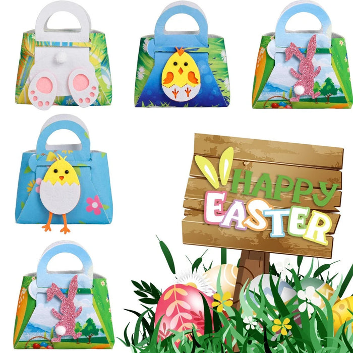 2Pcs Kids Easter Candy Bag Felt Cloth Party Decor Candy Chocolate Storage Tote Bag - Chicken Style B - 3