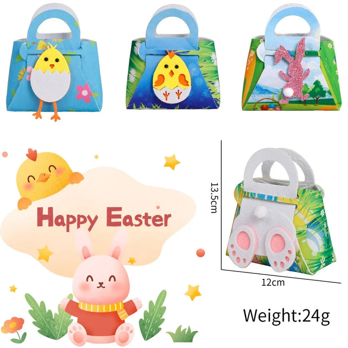 2Pcs Kids Easter Candy Bag Felt Cloth Party Decor Candy Chocolate Storage Tote Bag - Chicken Style B - 6
