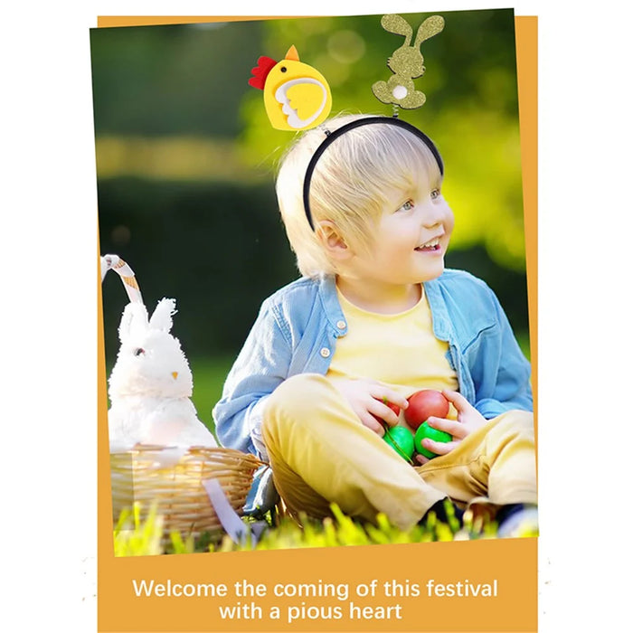 2Pcs Happy Easter Hair Hoop Bunny Carrot Eggs Chick Headband Party Prop - Chick - 3