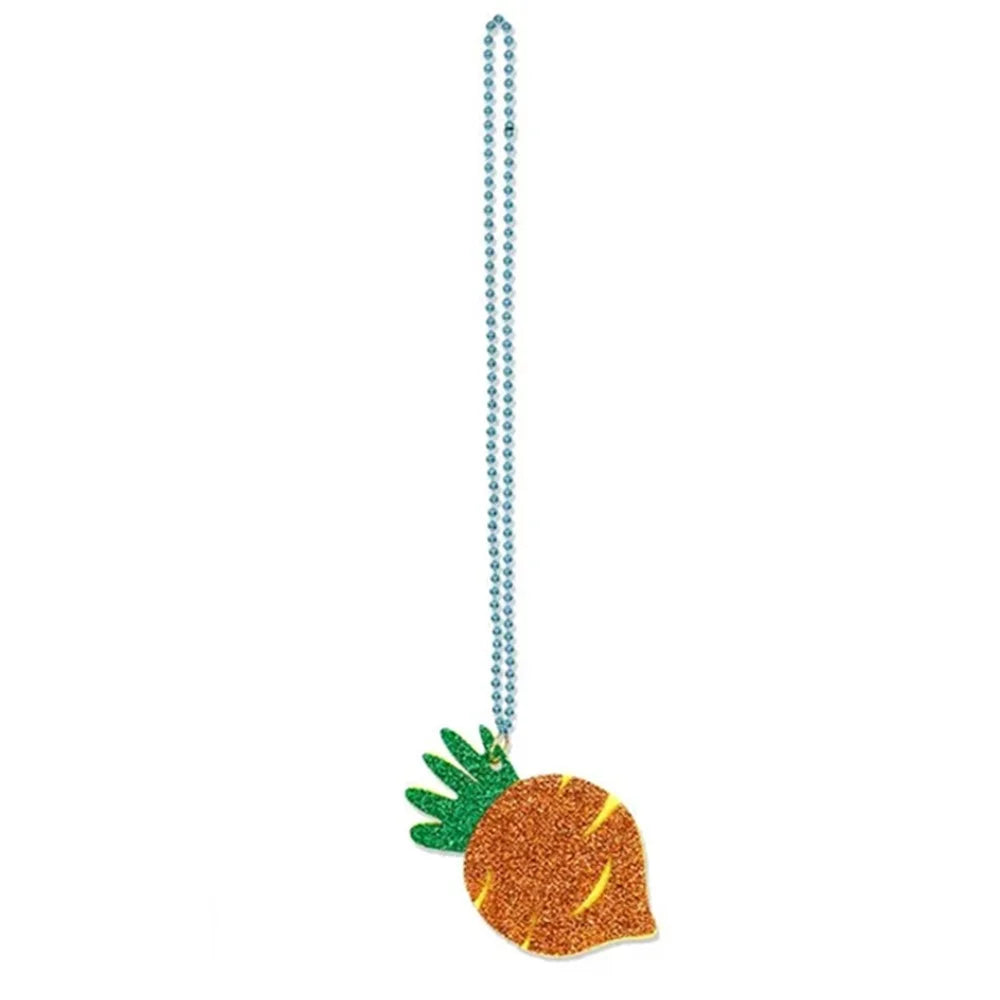 2Pcs Plastic+Felt Kids Easter Necklace Theme Neck Chain Party Dress Up Decor - Carrot - 1