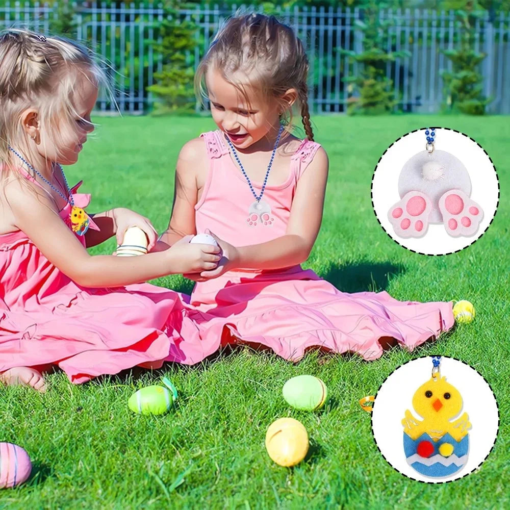 2Pcs Plastic+Felt Kids Easter Necklace Theme Neck Chain Party Dress Up Decor - Carrot - 3