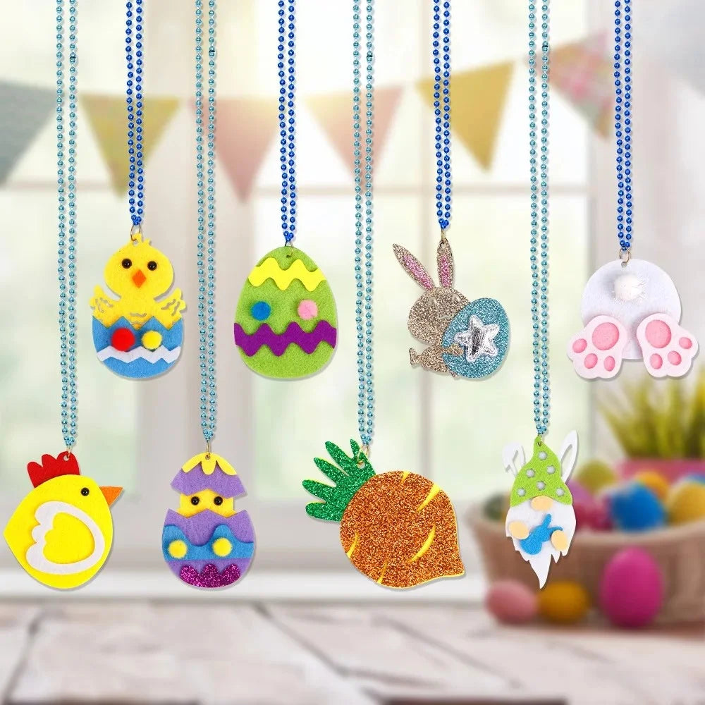 2Pcs Plastic+Felt Kids Easter Necklace Theme Neck Chain Party Dress Up Decor - Carrot - 4