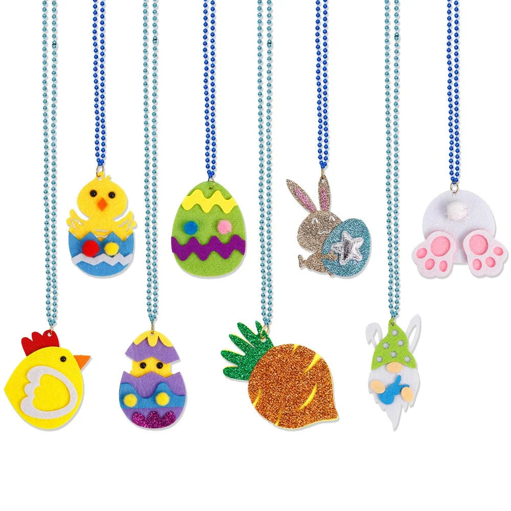 2Pcs Plastic+Felt Kids Easter Necklace Theme Neck Chain Party Dress Up Decor - Carrot - 6
