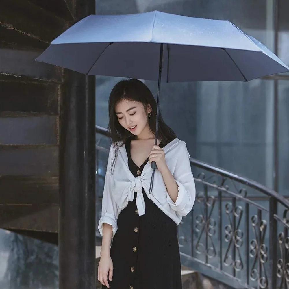 XIAOMIYOUPIN Windproof Folding Umbrella Large Rain-proof Sunshade Umbrella (Chinese Version) - Grey - 6
