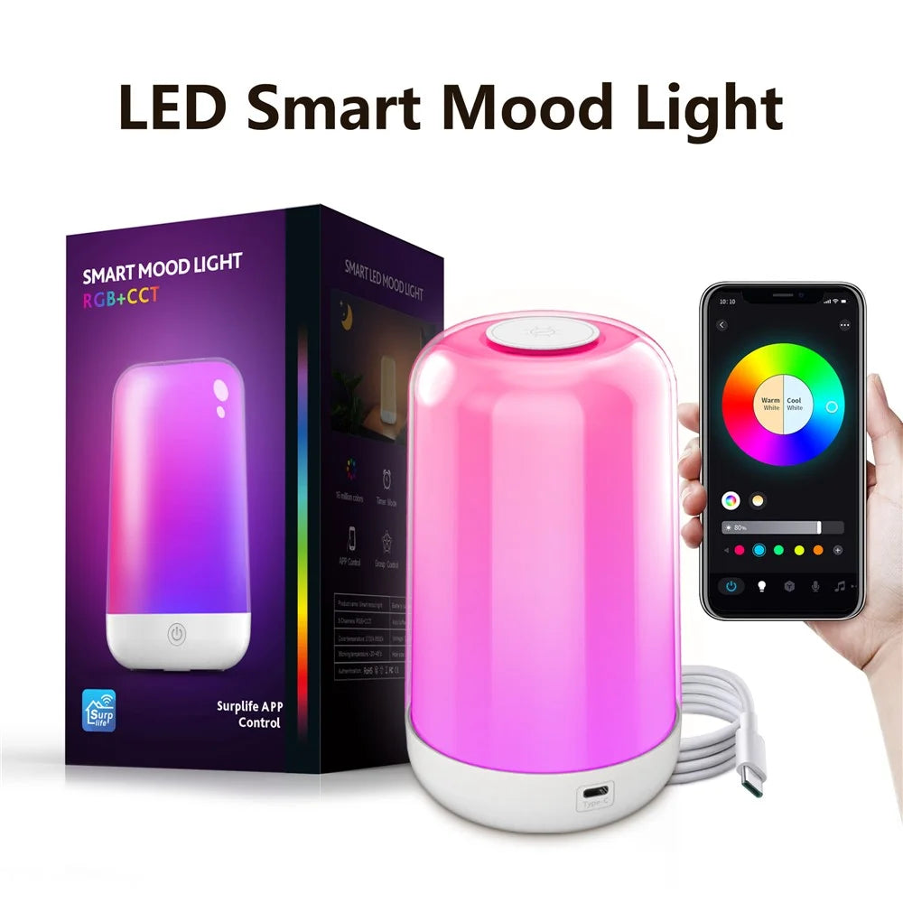 Smart Touch Bedside Lamp Bluetooth-compatible Dimmable Color Night Light Outdoor Music Table Lamp - 2