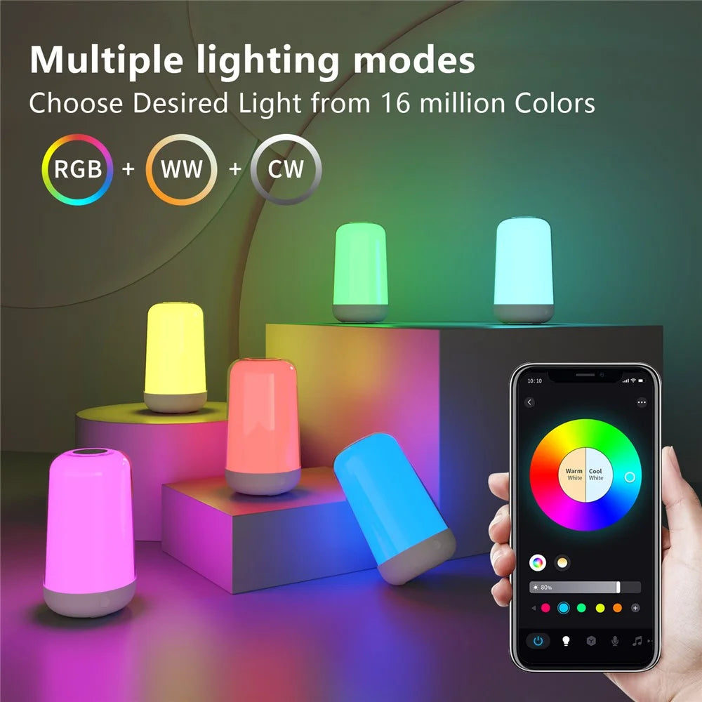 Smart Touch Bedside Lamp Bluetooth-compatible Dimmable Color Night Light Outdoor Music Table Lamp - 3
