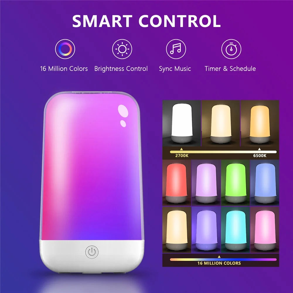 Smart Touch Bedside Lamp Bluetooth-compatible Dimmable Color Night Light Outdoor Music Table Lamp - 4