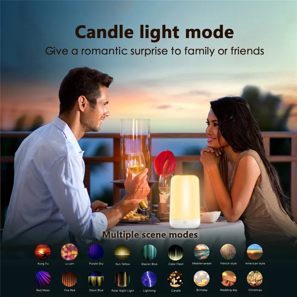 Smart Touch Bedside Lamp Bluetooth-compatible Dimmable Color Night Light Outdoor Music Table Lamp - 6