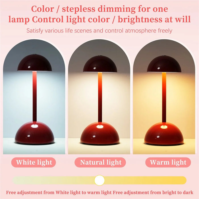 TD-06 Three colors can be switched by touch: white light / warm light / neutral light to create a  Bedside Lamp Mini Battery Operated LED Desk Light - Red - 2