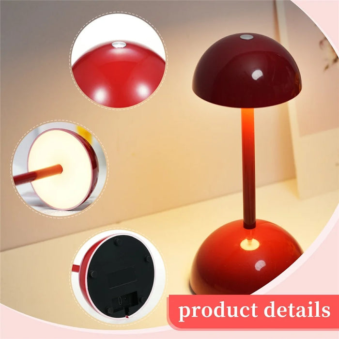 TD-06 Three colors can be switched by touch: white light / warm light / neutral light to create a  Bedside Lamp Mini Battery Operated LED Desk Light - Red - 6